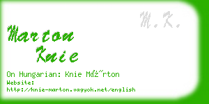 marton knie business card